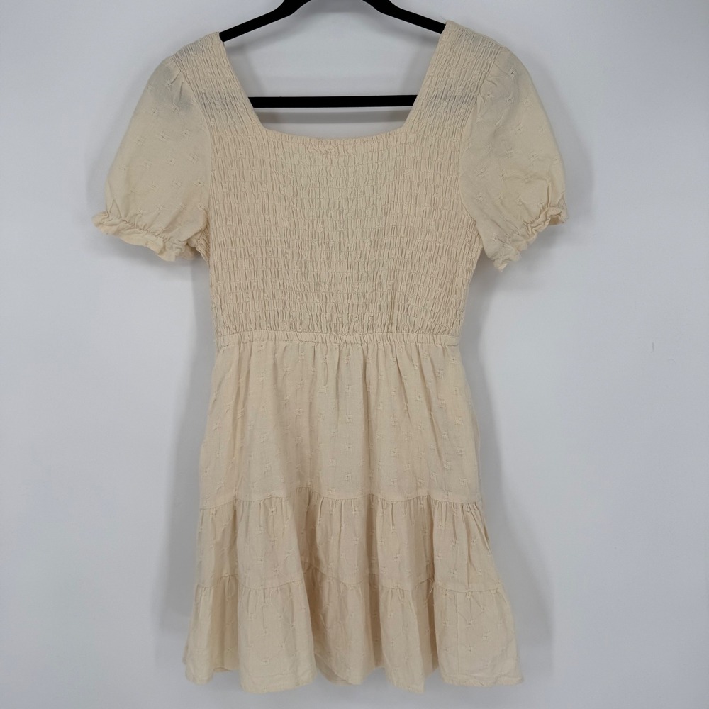 HAYDEN LOS ANGELES BUTTER YELLOW SMOCKED BODICE‎ MINI DRESS SMALL